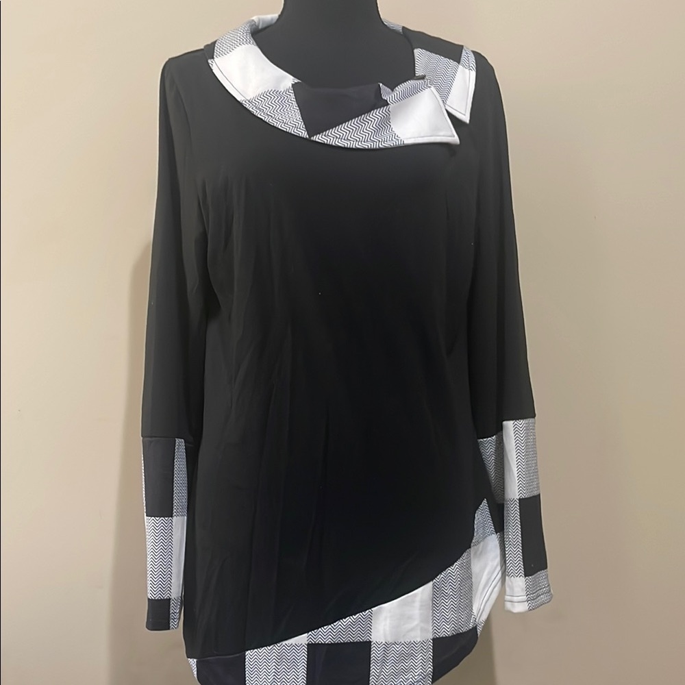 Black and White Layered Asymmetrical Hem Top